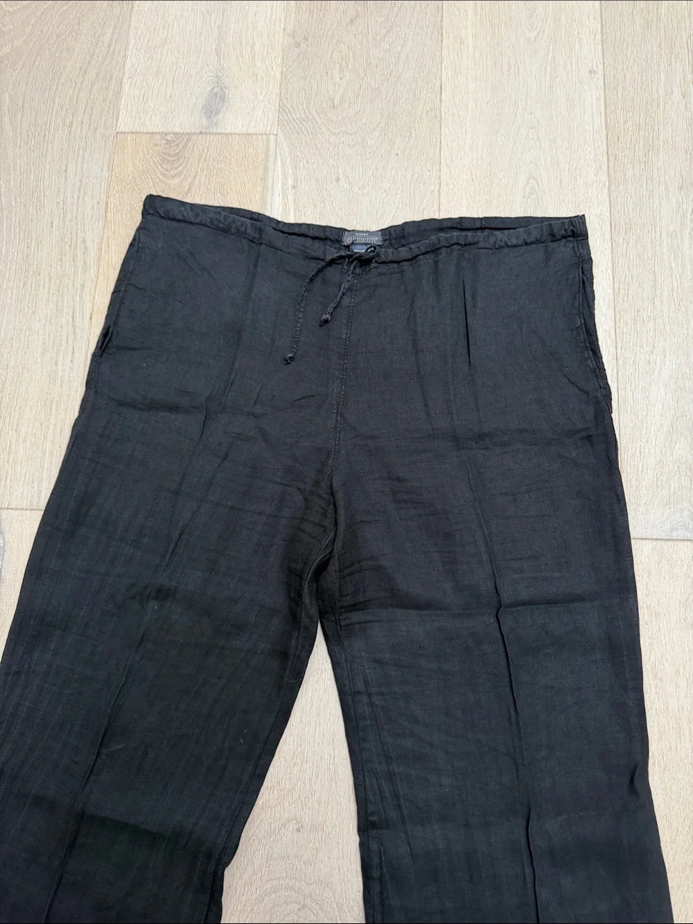 Black Drawstring Linen Pants